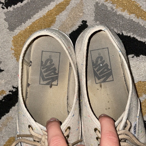 Tan Vans, with Multicolored Stitching - Picture 4 of 4